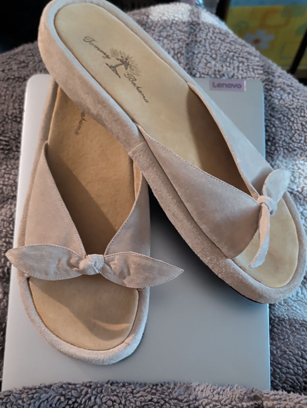 Tommy Bahama Nude Suede Knotted Slide Mules